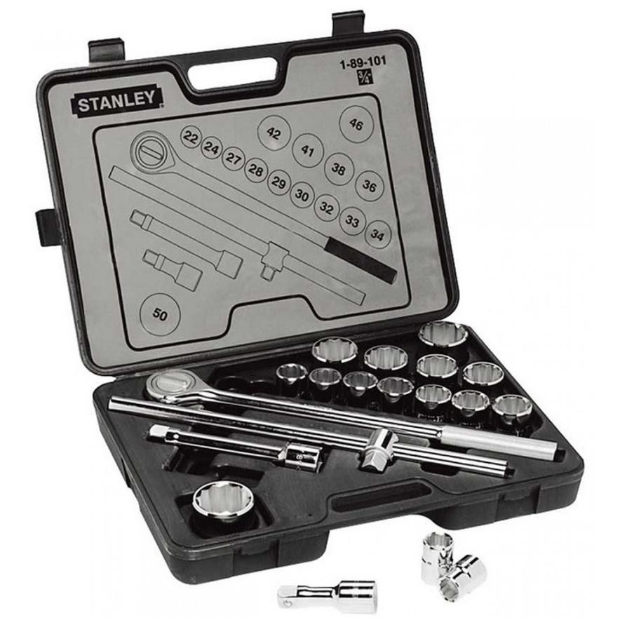 KUNCI SOCKET STANLEY / 89-101-1 19 Piece 3/4 / Drive Socket Set