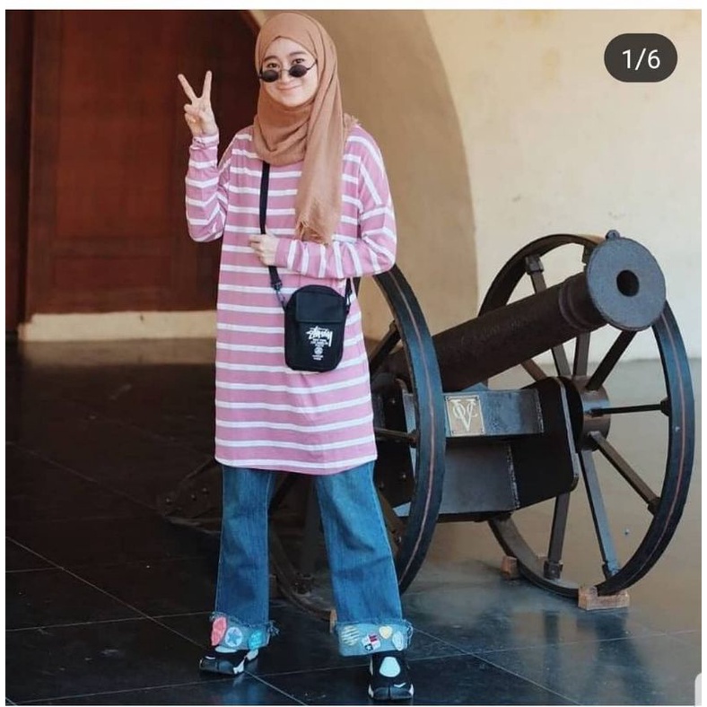 SALE Tunik stripe biru langit