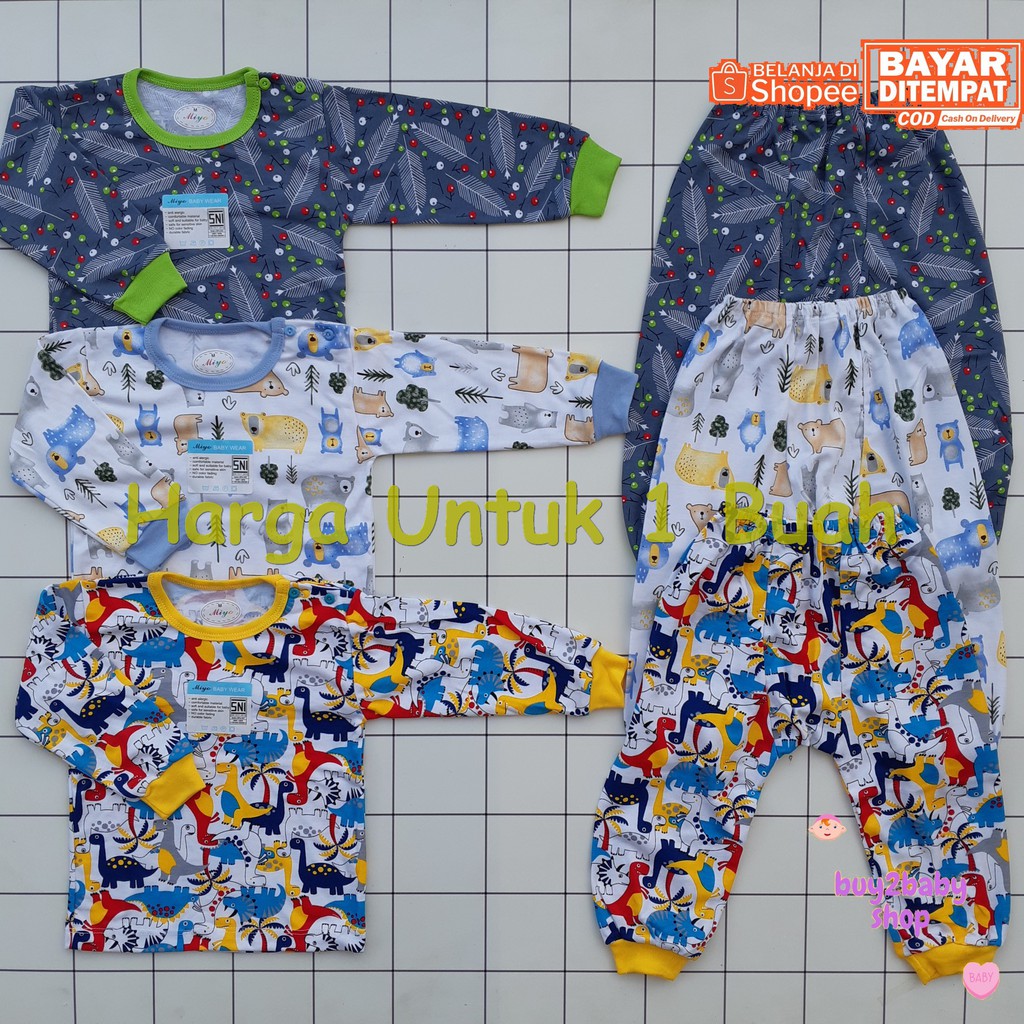 Setelan kaos panjang celana panjang bayi MIYO (All New Feb 2021 World Dino Series) 9-18 Bulan 1 PCS