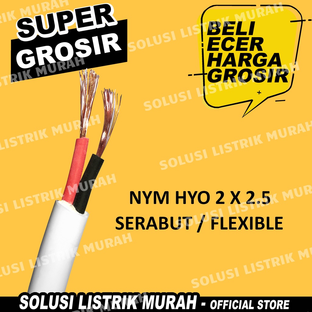 KABEL HYO 2X0.75 2x1,5 2x2,5 Kabel Serabut 2X1,5 2 X 1.5 1,5