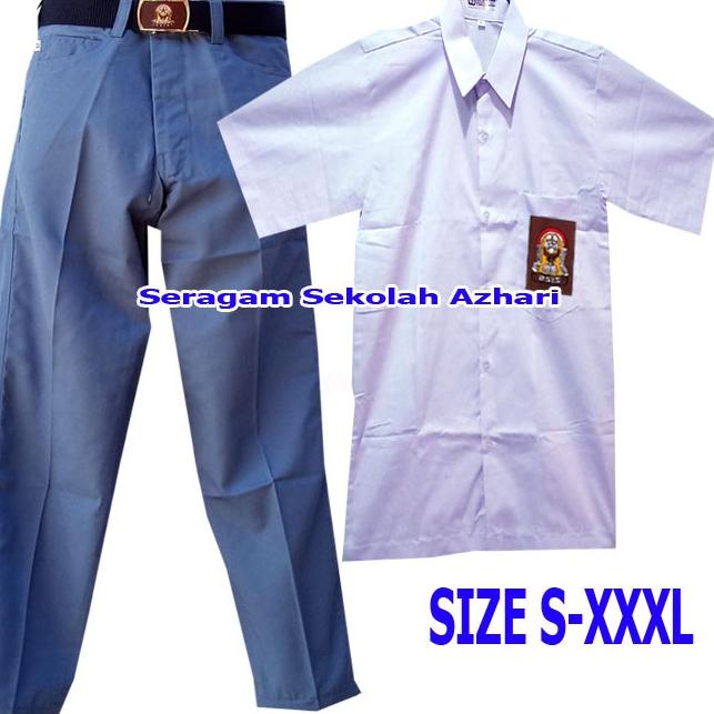 SETELAN SERAGAM SMA PUTIH ABU ABU LAKI LAKI LENGAN PENDEK JUMBO-SERAGAM SEKOLAH SMA PENDEK PRIA-SERA