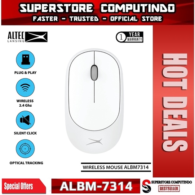 Mouse Wireless Altec Lansing ALBM-7314 Silent White | Altec ALBM7314