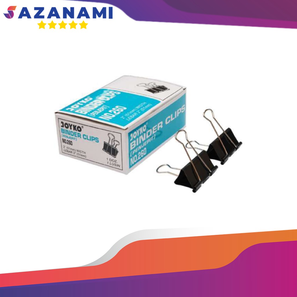

JOYKO BINDER CLIP NO 260 51MM 2" PENJEPIT KERTAS KLIP KERTAS