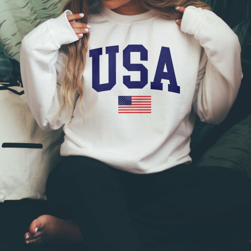 S - XXXXXL(6XL) Sweater USA FLAG BIGSIZE Oversize Sweatshirt Crewneck Oblong Jumbo 5XL 4XL 3XL 2XL