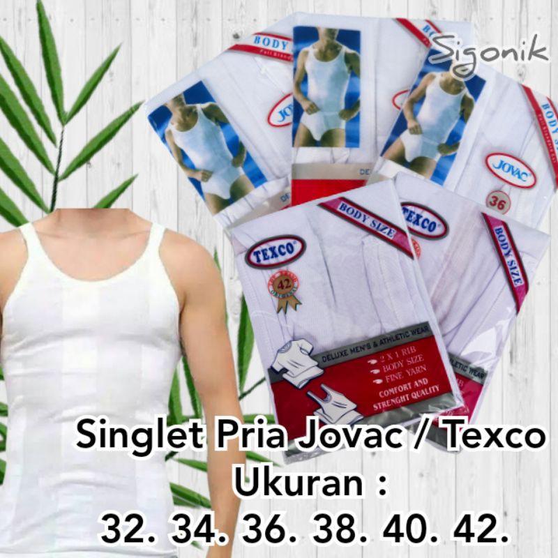 Singlet Pria Dewasa Cowok Remaja Jovac Texco Putih Polos 32 34 36 38 40 42 Original Murah