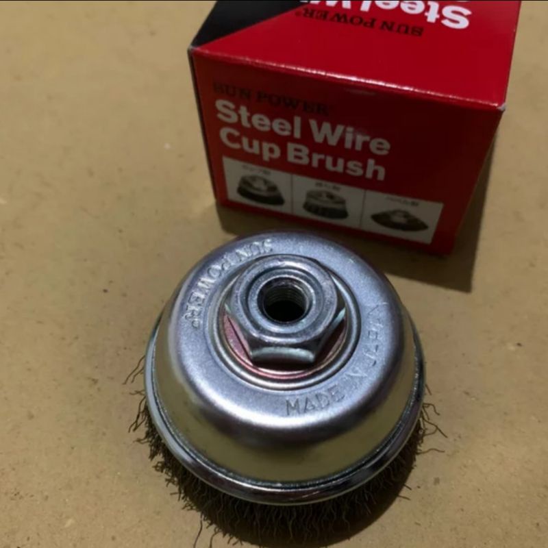 Sikat Mangkok / Wire Cup Brush 3" (75mm) M10 x 1.25 Merek SUN POWER CN-10