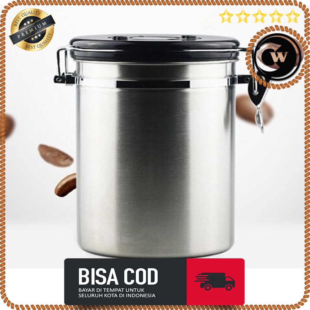 Tempat Kopi Gula Susu  Stainless Steel 1500ML | WADAH BIJI KOPI SERBAGUNA