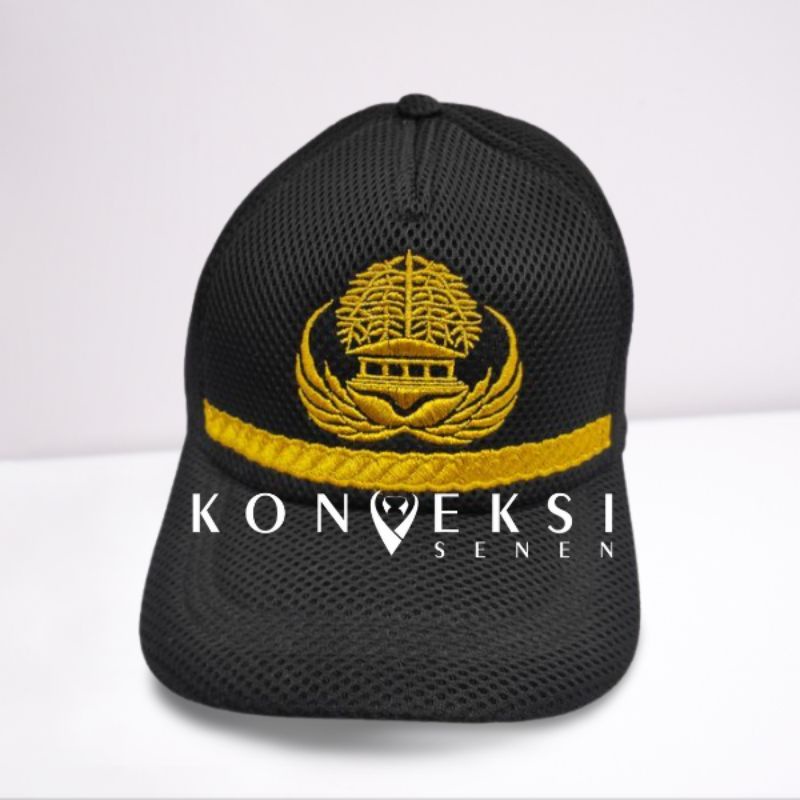 topi korpri warna hitam full bordir