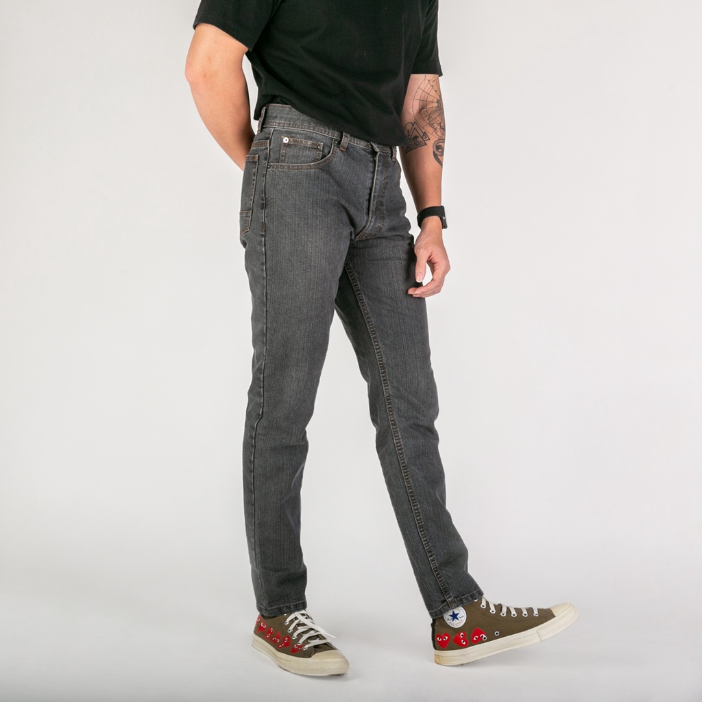 UNITEDJEANS - Celana Slim Fit Bottom Jeans Pria – Dark Grey Denim Long Pants – (NS-01)