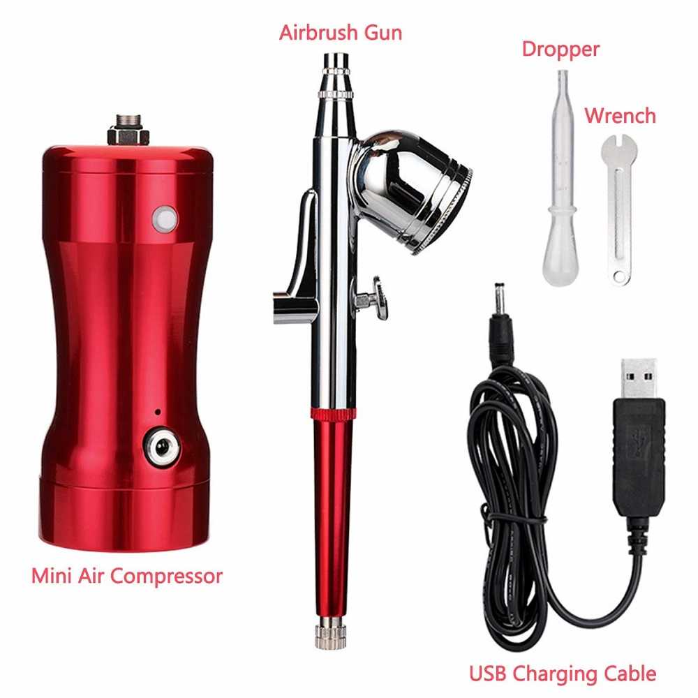 Snefe Air Compressor Airbrush Painting Nail Art with Spray Gun- SN3SH-Merah