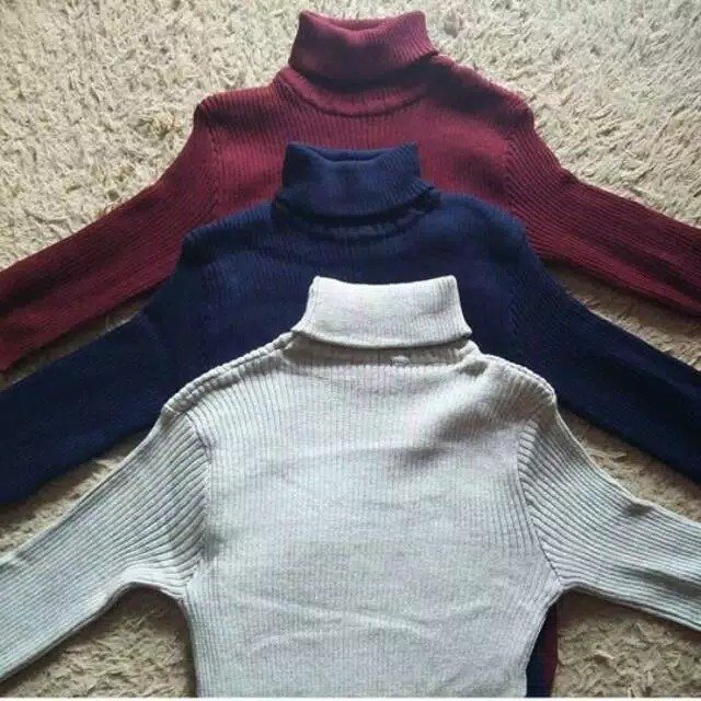 Pretty turtleneck atasan rajut wanita -NGROS