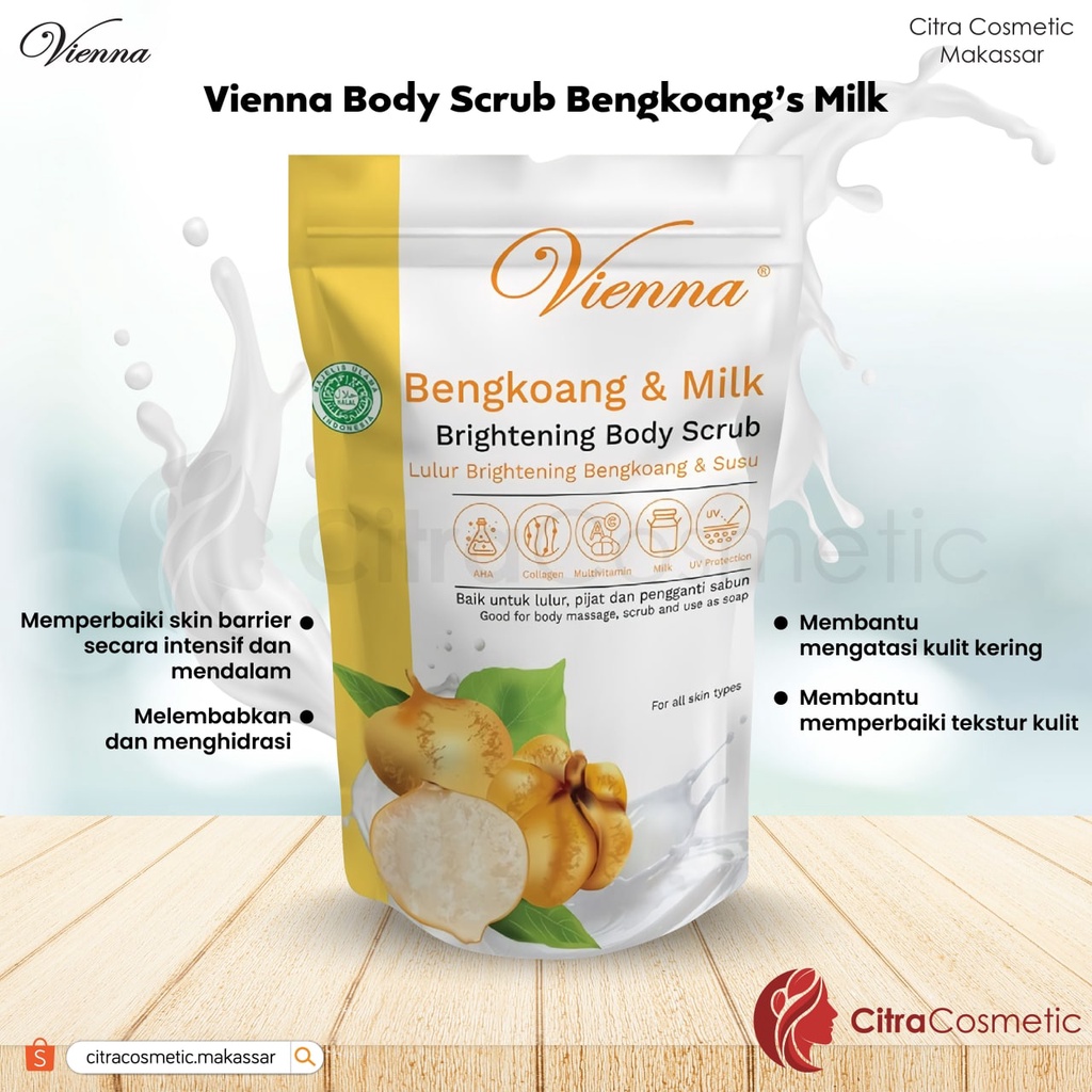 Vienna Body Scrub 1 Kg Refill Series | Goat's Milk | Cow's Milk | Bengkoang &amp; Milk