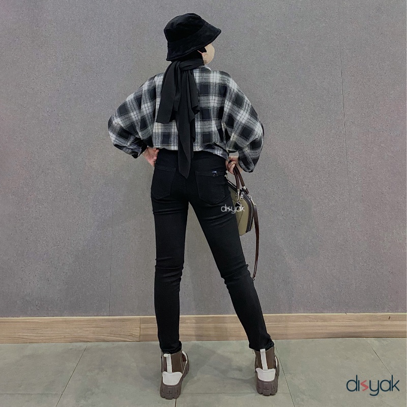 DISYAK - HIGHWAIST Black Premium Soft Jeans Strecth 7001-9001