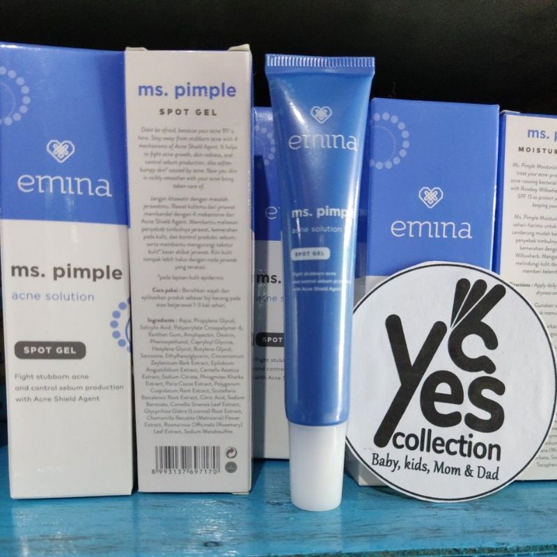 Emina Acne Solution Face Wash 50 ml Spot Gel 15 ml Moisturizing 20 g Sabun Cuci Muka Pelembab MS. Pimple kulit Minyak berjerawat Penghilang bekas jerawat Face toner