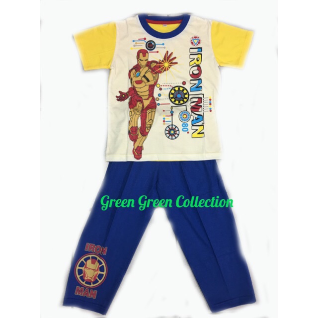 Baju Tidur Piyama kaos anak Premium Karakter Marvel Iron Man