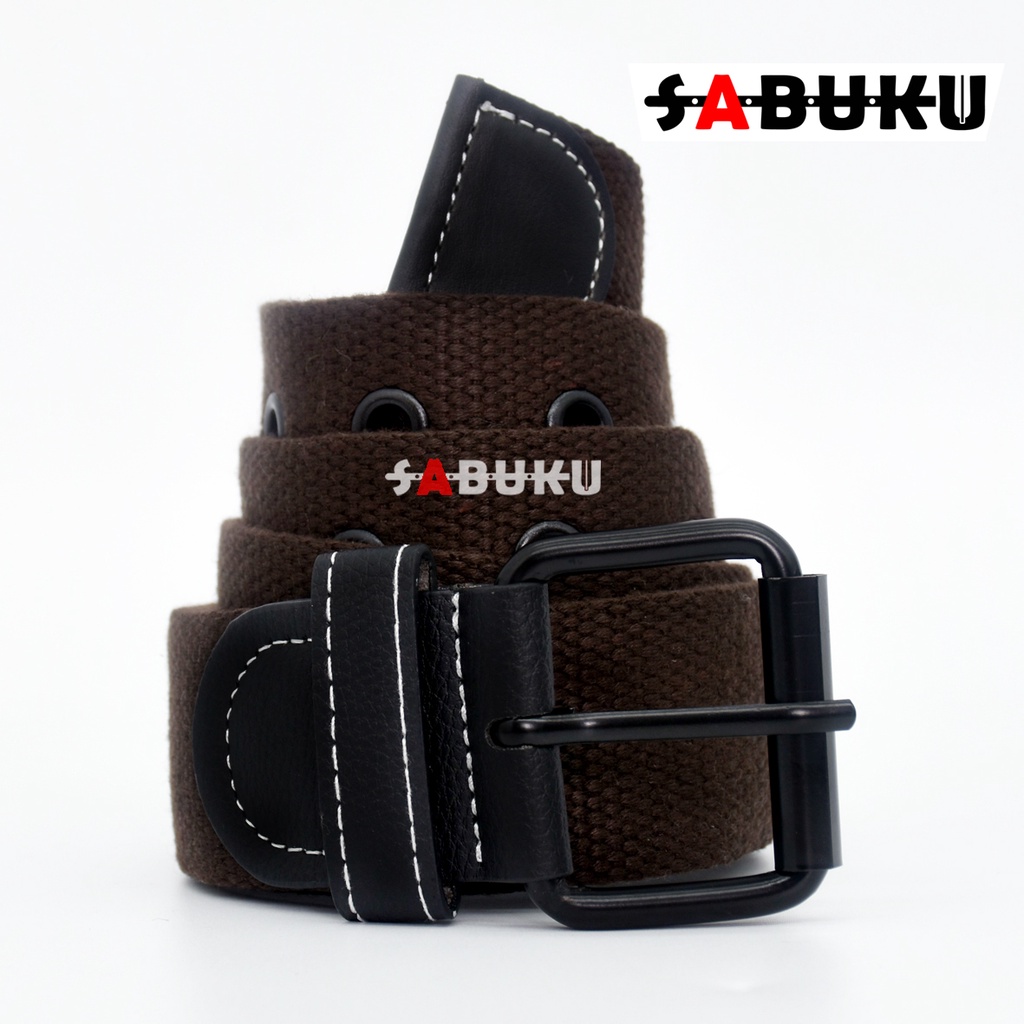 Ikat Pinggang Pria Sabuk Katun Canvas Polos Gesper Pria Men Belt - 038