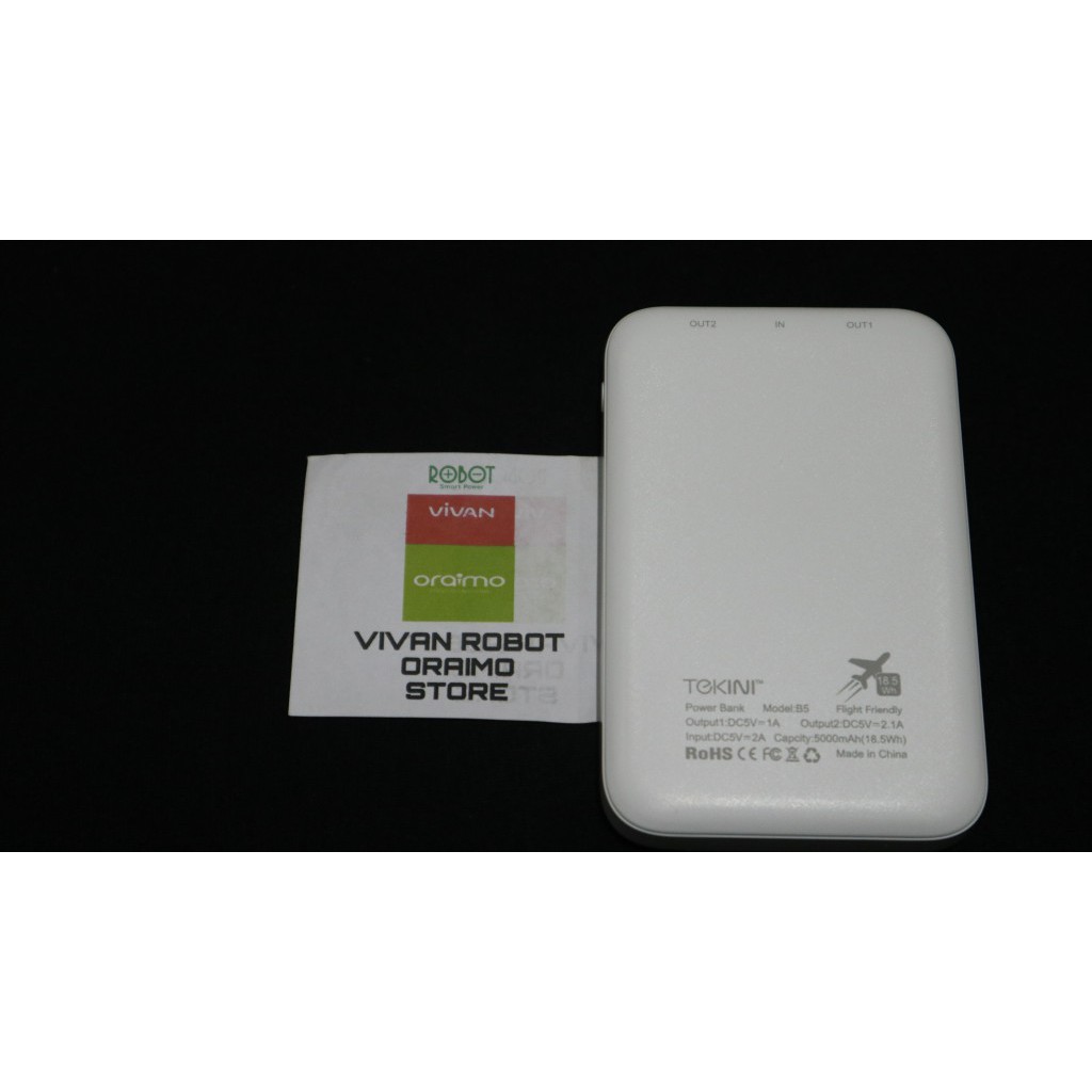 POWERBANK TEKINI 5000 MAH SLIM ORIGINAL real kapasitas (like vivan robot)