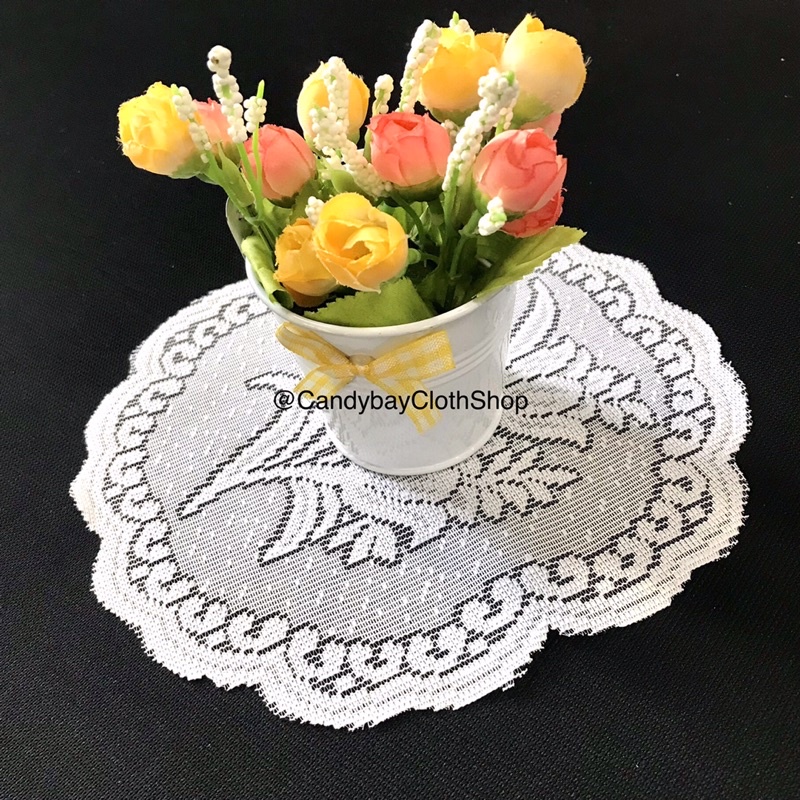 BELI 5 DAPAT 6 Taplak Meja Tamu Kecil Tatakan Piring Gelas Vas Bunga Kecil RD 20 cm Souvenir lucu Im