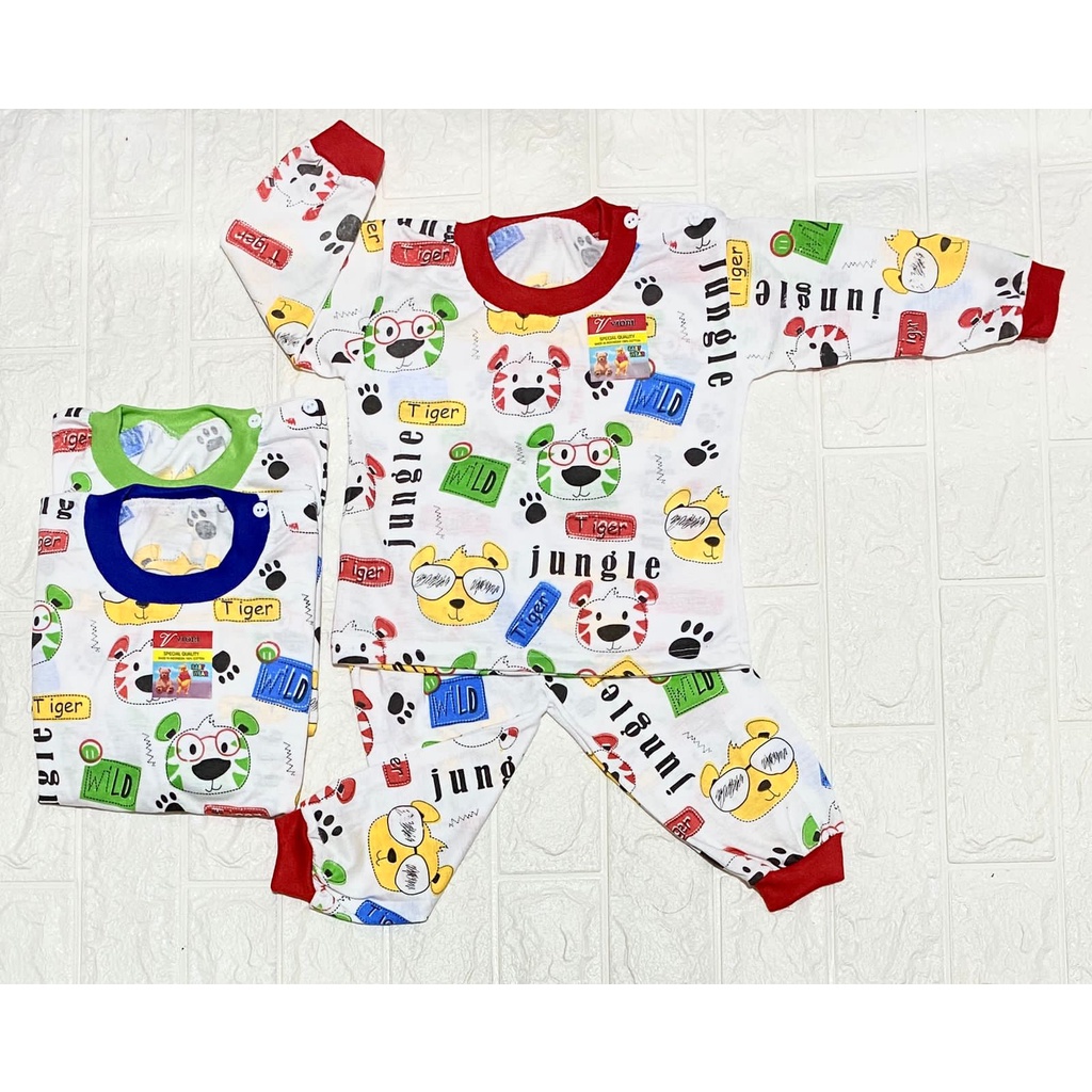 baju bayi setalan kancing pundak motif wild tiger 3-18bulan (PP070)