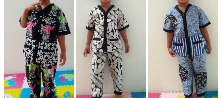 Set Piyama Batik Anak Untuk  Usia 1-5 Tahun Di Pakai Cowok Dan Cewek.