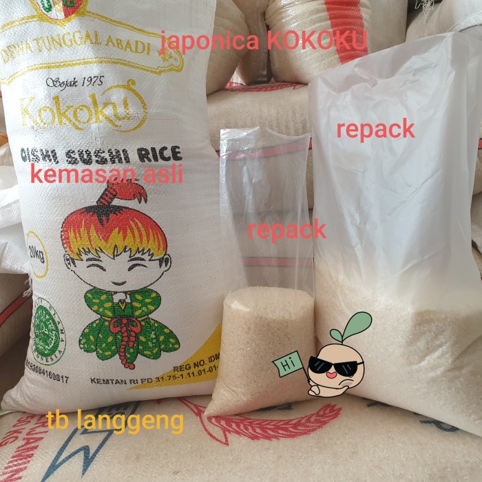 

bg20t01r Repack - Beras Jepang Japonica Oishi Sushi Rice 1Kg Sv012Ss