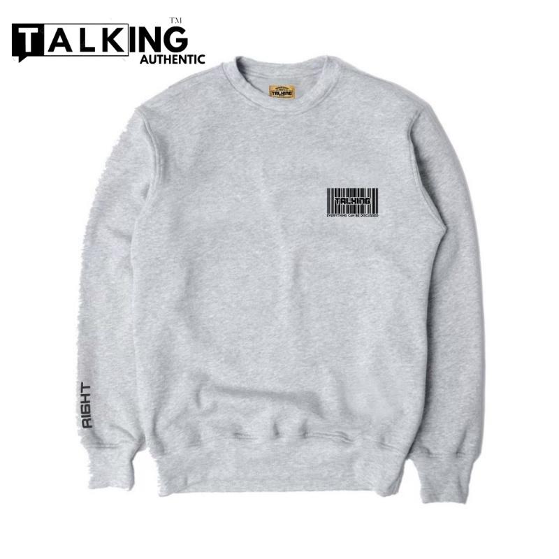 Talking Sweater Crewneck Pria Sweter Oversize Crewneck Distro Cewek Cowok Lokal Suiter Sablon TALKING BARCODE Print Kasual Street Style Krunek Oblong Lengan Panjang