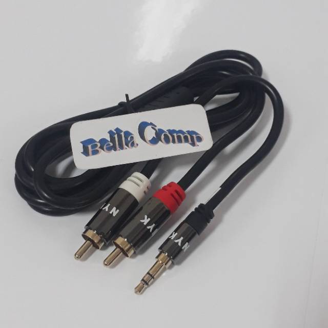 NYK Kabel Audio 3.5mm to 2x RCA Aux 3.5 mm Cable audio stereo 1.5M/kabel Aux 1.5m