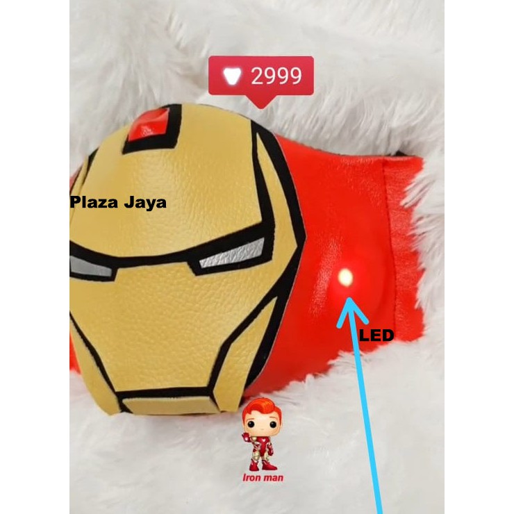 Masker Iron Man Plus LED / Masker Avenger / Masker Kain 4 Ply