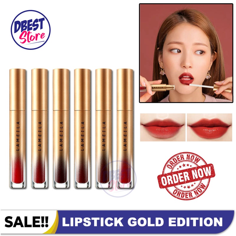 TERLARIS - Liptint Korea Lameila GOLD Edition Lipstik Matte - Lipstik Tahan Lama Anti Air - Lipstick Lip Cream Lip Balm Lipgloss - Pelembab Pemerah Bibir Alami