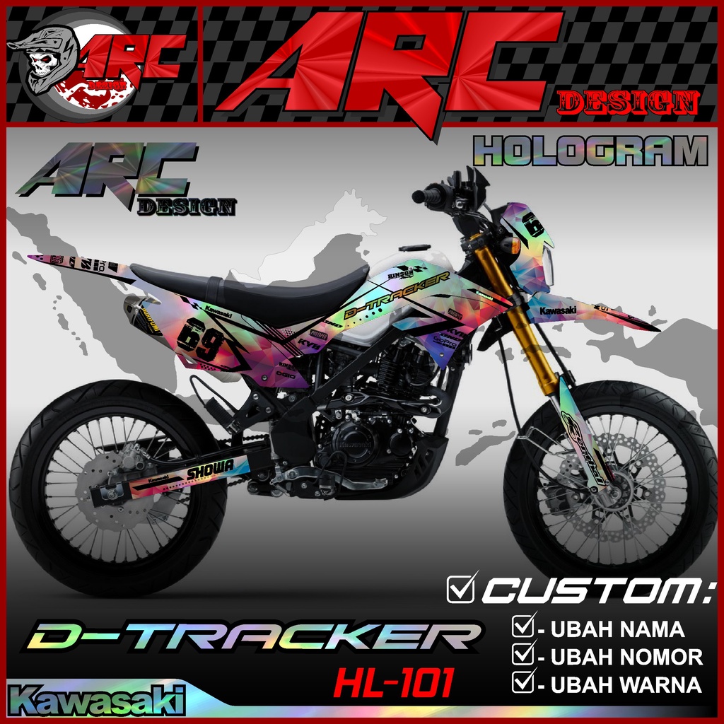 Decal Sticker HOLOGRAM Motor Cross Dtracker 150 New Fullbody - Dekal Stiker KLX DTX D-Tracker150 Des
