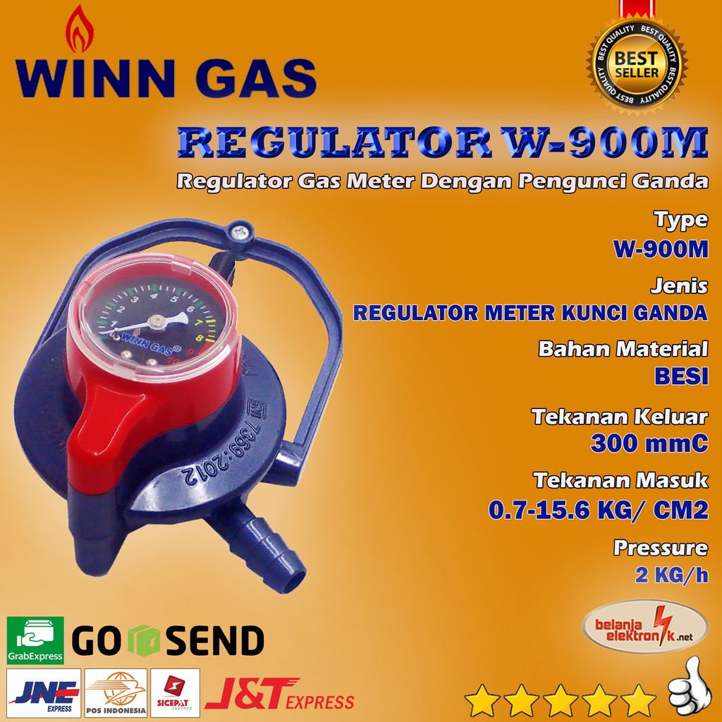 Premium (Mount) REGULATOR WINN GAS W-900 METER DOUBLE LOCK TEKANAN RENDAH