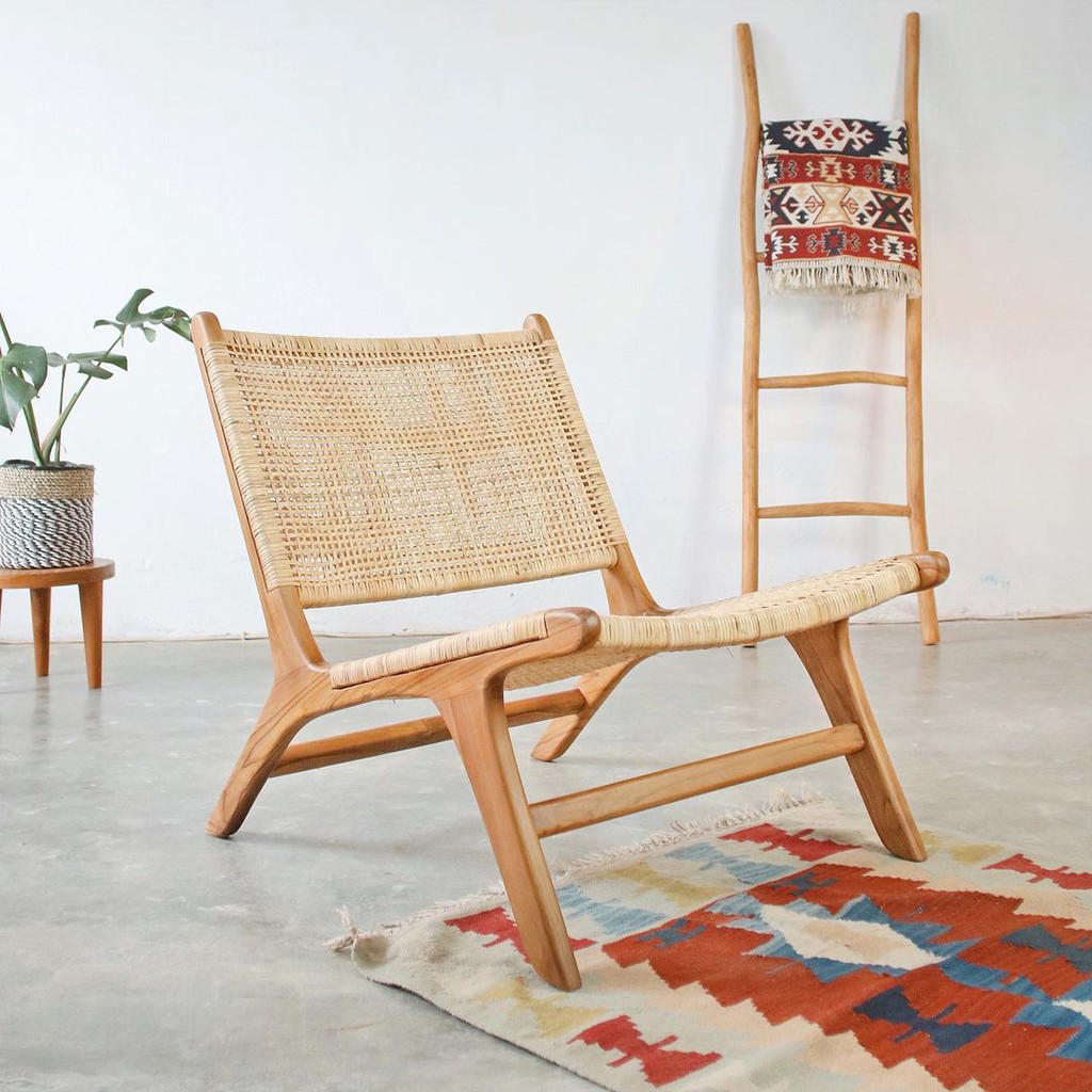 KURSI SANTAI ROTAN JATI NATURAL - KURSI ARMCHAIR - KURSI JATI - KURSI SANTAI - KURSI KAYU JATI