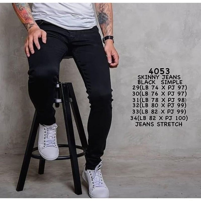 celana jeans pensil pria hitam