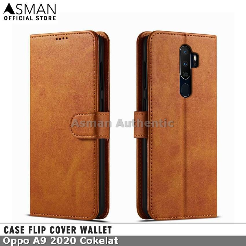 Asman Case Oppo A9 2020 Leather Wallet Flip Cover Premium Edition