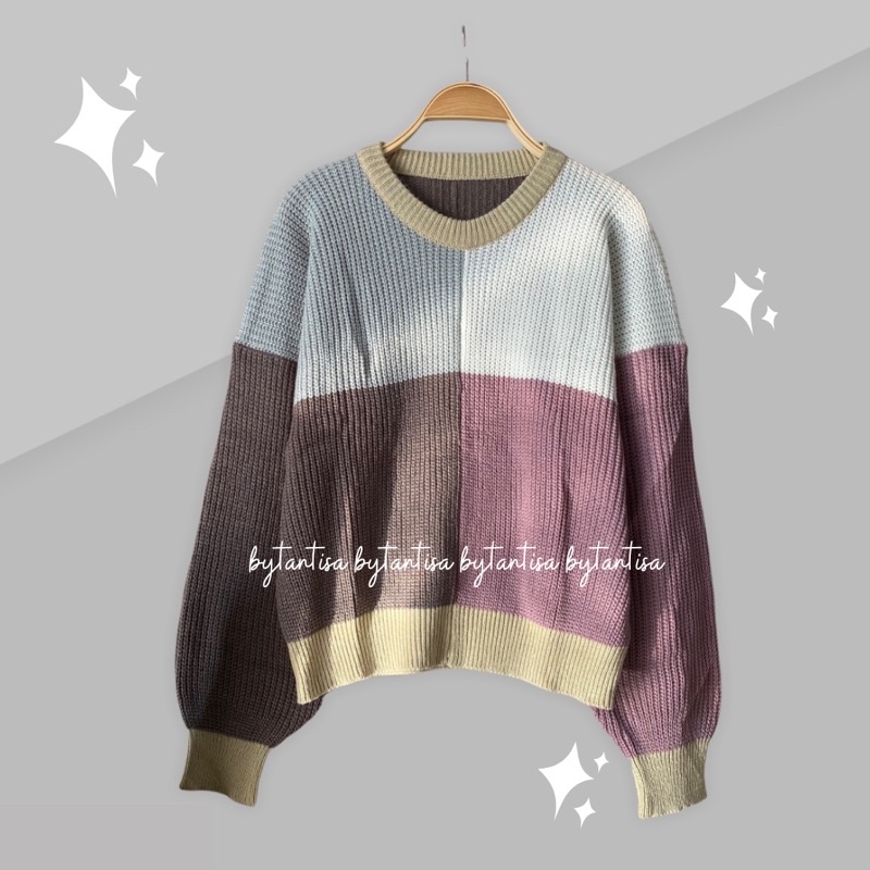 SWEATER RAJUT FOURTY COMBINE 4 WARNA | BLOUSE RAJUT TEBAL HANGAT GRADASI-Bergundy Fourty