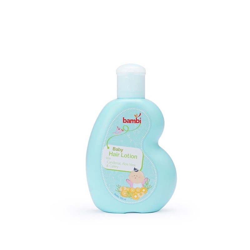 Bambi Baby Hair Lotion with Candlenut, Aloevera and Celery 100ml - Bambi Losion Rambut Bayi