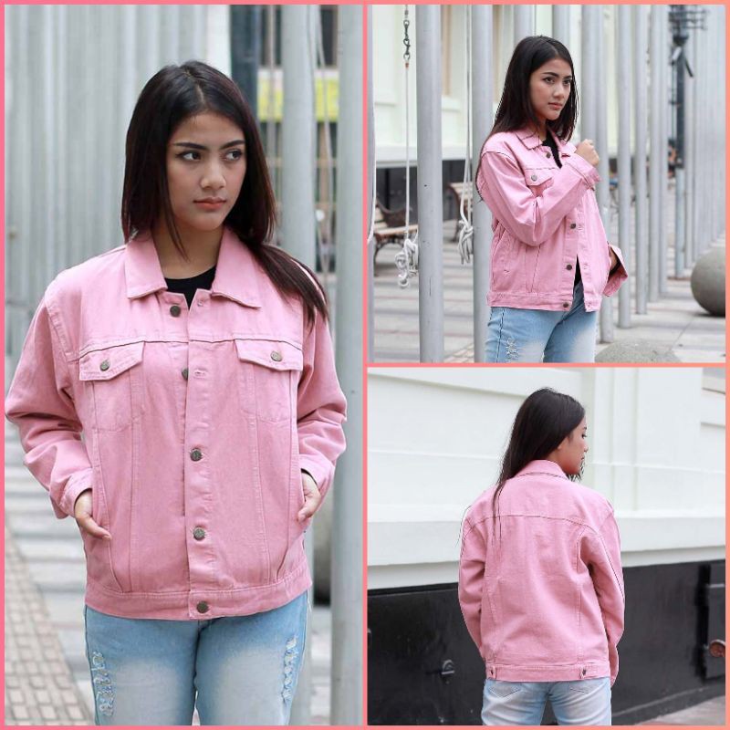 Jaket Jeans Wanita Jaket Wanita Jaket Jeans warna Pink