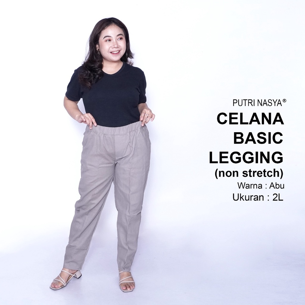 Celana Kerja Kantor Basic Legging (NON STRETCH) Jumbo Wanita / Celana Wanita Super Big Size / Celana Bahan Formal Seragam Wanita Big / 8L,6L,5L,4L,2L,XL, all size / Celana Karet Kekinian Model Terbaru Trendy / Celana Formal Bahan Katun Kekinian Wanita