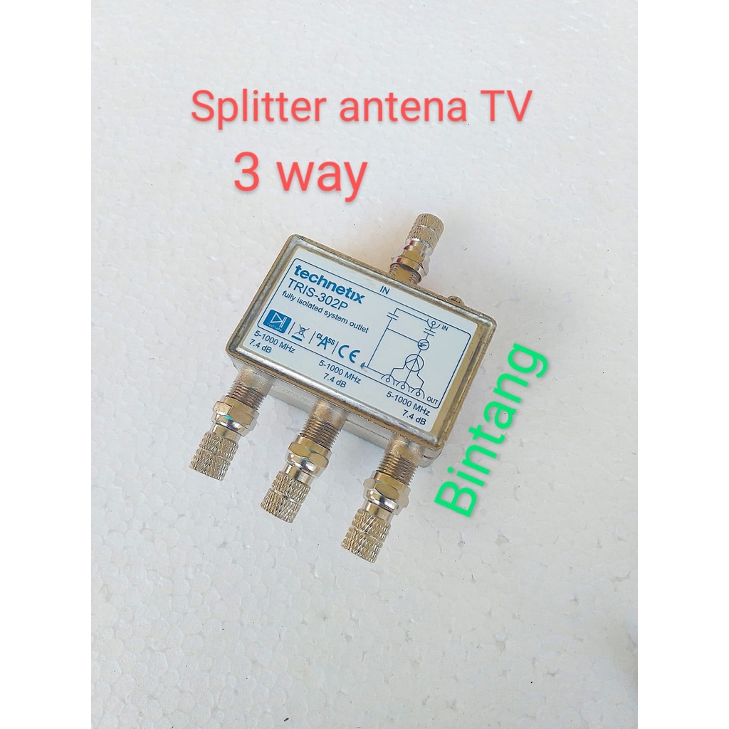 Splitter antena TV spliter 3 way super grade A + connector
