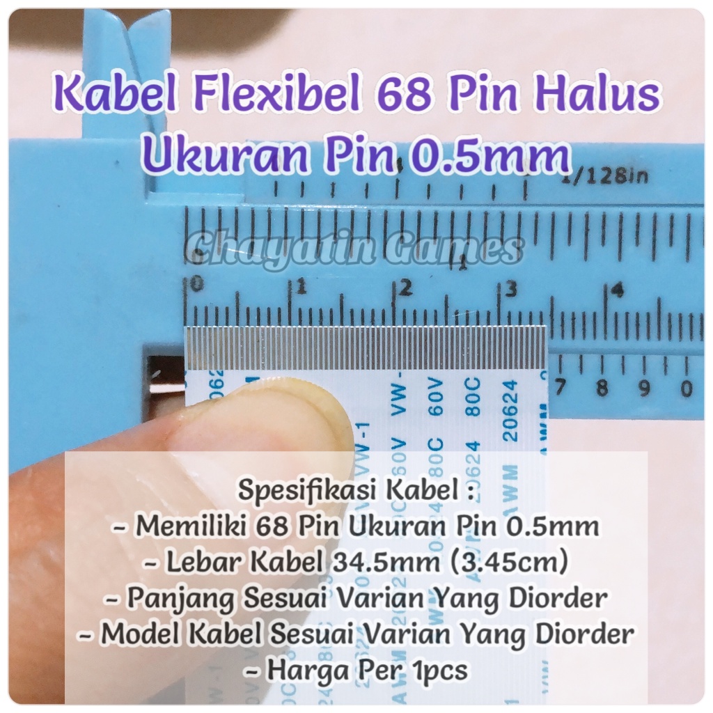 Kabel Flexibel 68 Pin Halus Model &amp; Panjang Sesuai Varian Ukuran Pin 0.5mm