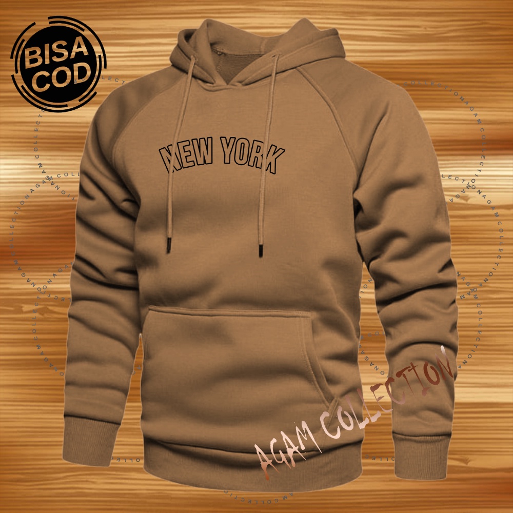 Agam collection Sweater Hoodie Distro New York Premium Text Hitam Atasan Pria Wanita Big Size