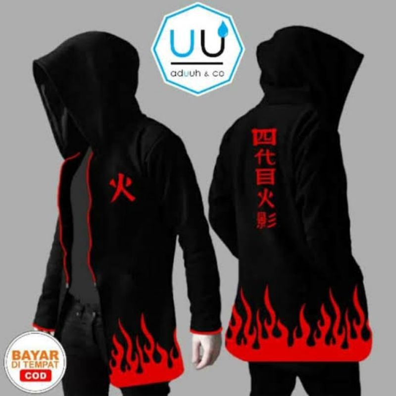 JUBAH HOODIE ZIPPER ANIME HOKAGE API HITAM/JUBAH ANIME NARUTO API ORANGE HOKAGE