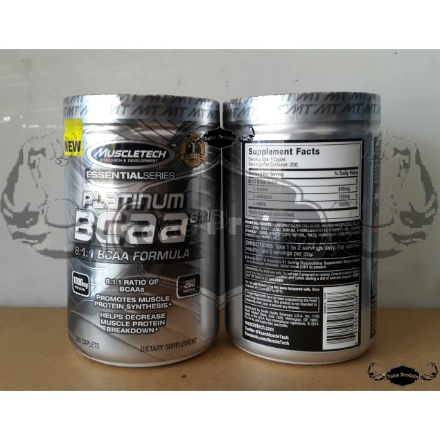 Platinum BCAA 200 Tablet Muscletech Ratio 8:1:1 Tabs Tablets