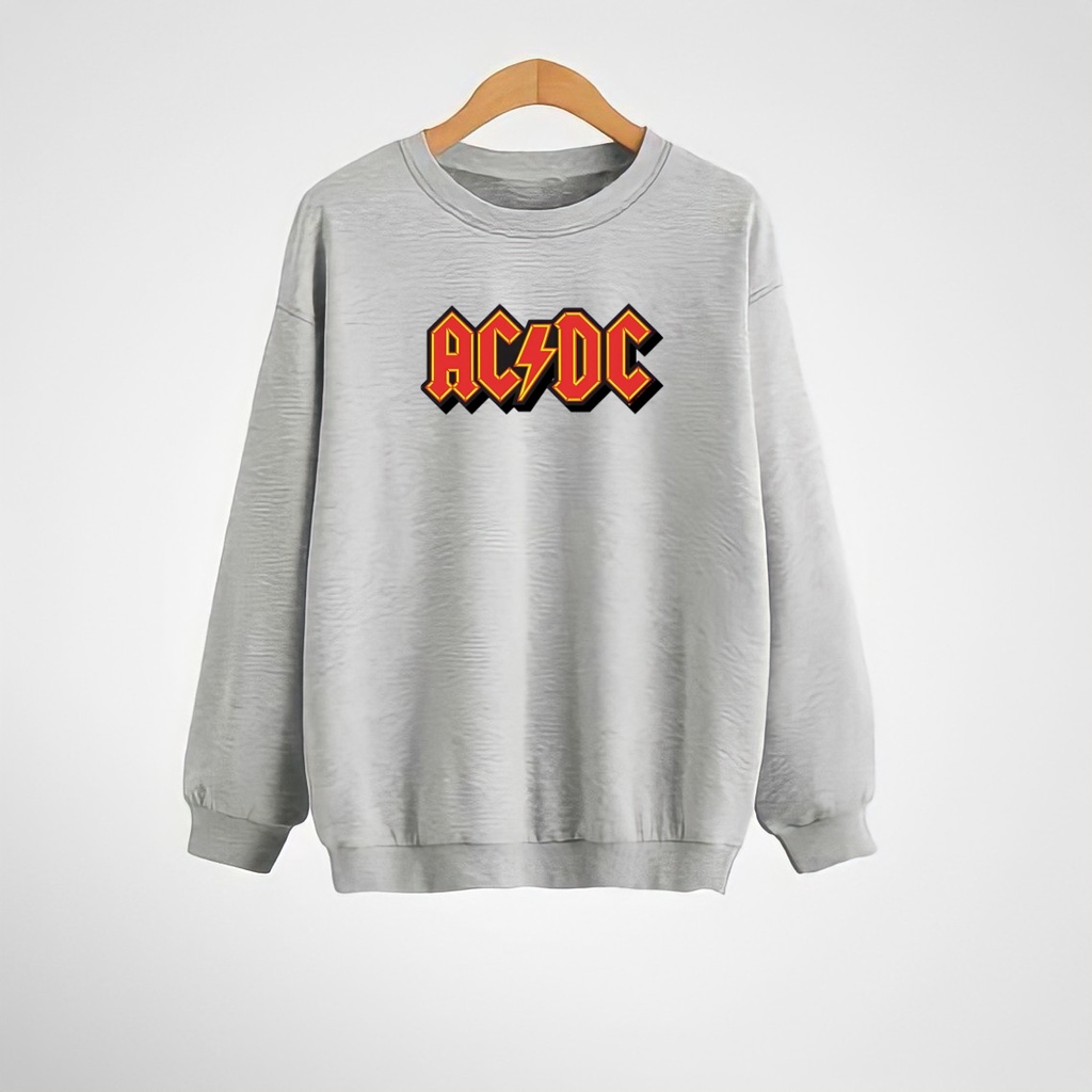 Sweater Crewneck Pria Wanita ACDC Katun Fleece