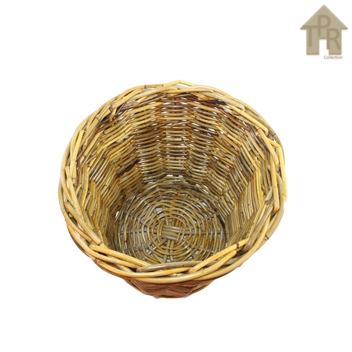 Rotan - keranjang bulat / pot rotan / pot rotan natural - D34