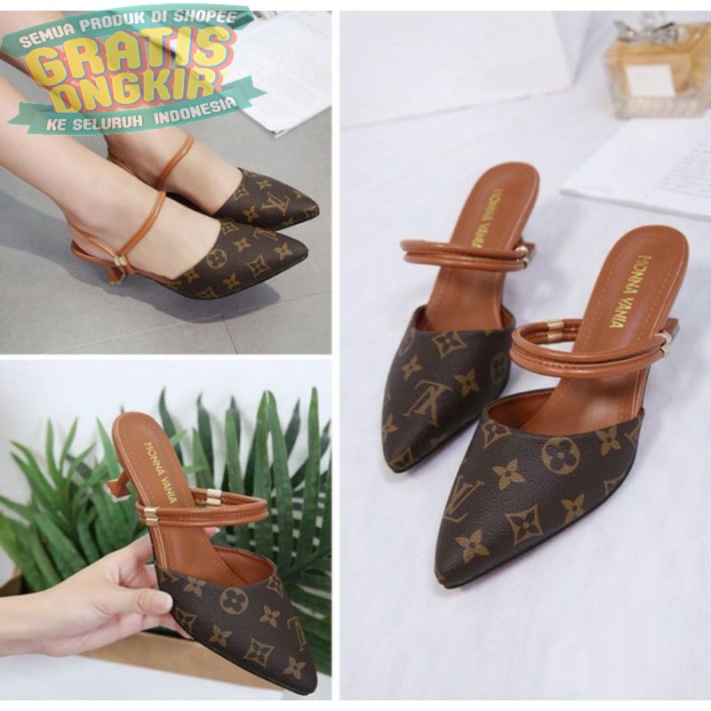 SEPATU HAK HEELS WANITA T Keren f 05 highail LV 7cm SEPATU WEGES SLOP L98 RF4 Kekinian Kondangan Imp