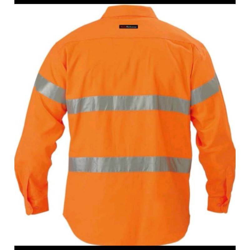 BAJU SERAGAM SAFETY ORANYE SCOTLIGHT DOBLE 5CM KANCING FREE LOGO K3 BENDERA