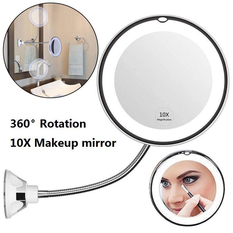 360 Degree Swivel 10x Magnifying Led Lighted Makeup Mirror Bathroom Vanity Mirror Shopee Indonesia