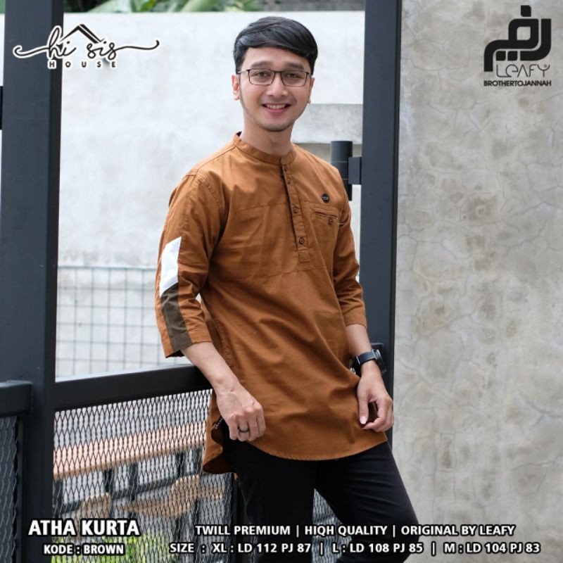 Atha Kurta Ori Berlabel Leafy / Kurta Twill Combed Cotton
