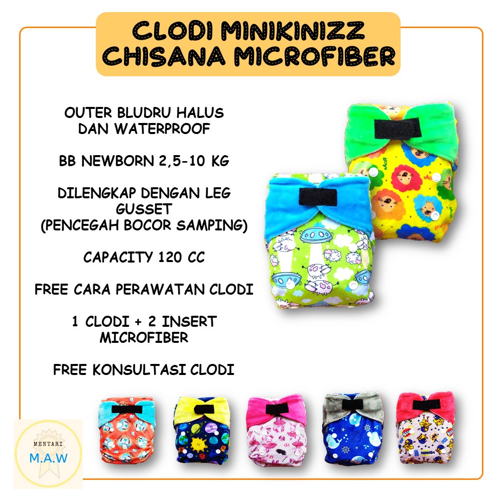 ORIGINAL Clodi Klodiz Minikinizz Chisana / Clody Anak Popok Kain Bayi / Pempes Cuci Ulang